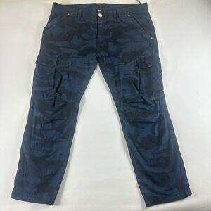 True Religion Mens Size 44 Cargo Pants Camouflage Blue Black Pockets